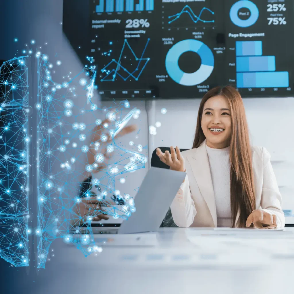 CRM for Business illustration with team using dashboards and automated workflows